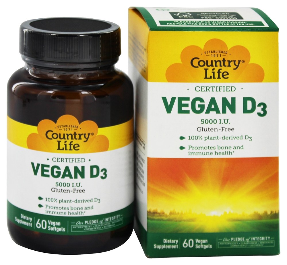 Country Life - Vegan D3 5000 IU - 60 Vegetarian Softgels