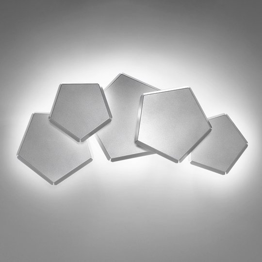 LED-seinävalaisin Pleiadi hopea, 5-lamppuinen