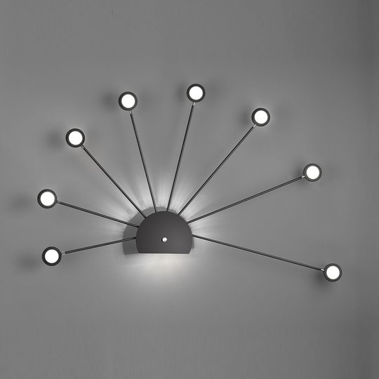 LED-seinävalaisin Peacock, 9-lamppuinen, musta