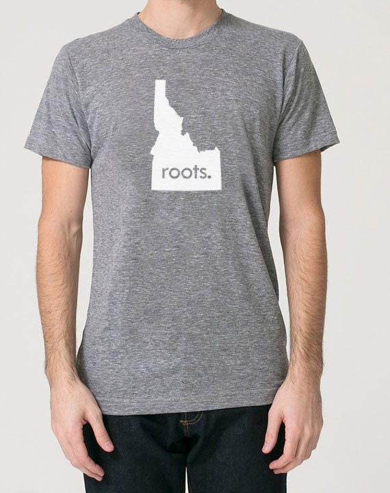 Idaho Home State Id Roots Tri Blend Track T-Shirt - Unisex Tee Shirts Size S M L Xl