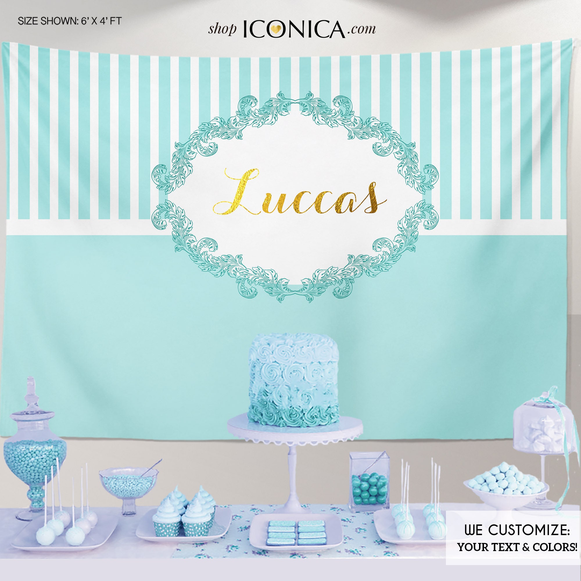 Blue & Gold Backdrop Elegant Party | Royal Party Any Type Of Event Age Color Printed Or Printable File