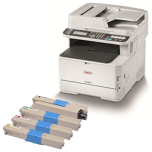 OKI MC363dn Network LED Digital Color All-In-One Printer & Toner Bundle