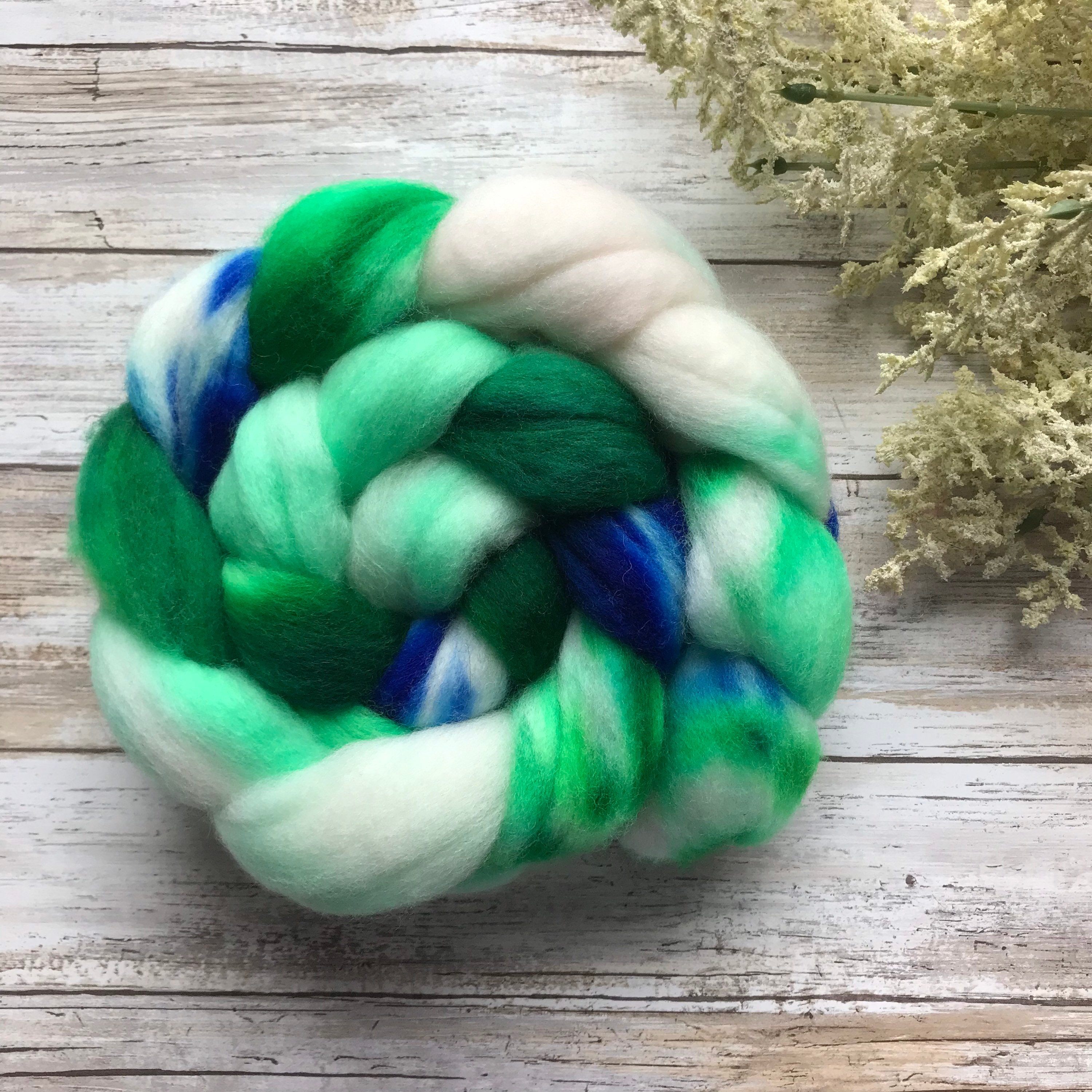 Rambouillet Combed Top - Float On By Hand Dyed Spinning Fiber Soft For Spearmint Mint Blue Green Roving"