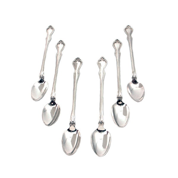 6 Sterling Silver Iced Tea Spoons - George & Martha Pattern Ice Teaspoons By Westmorland 7.5 Long