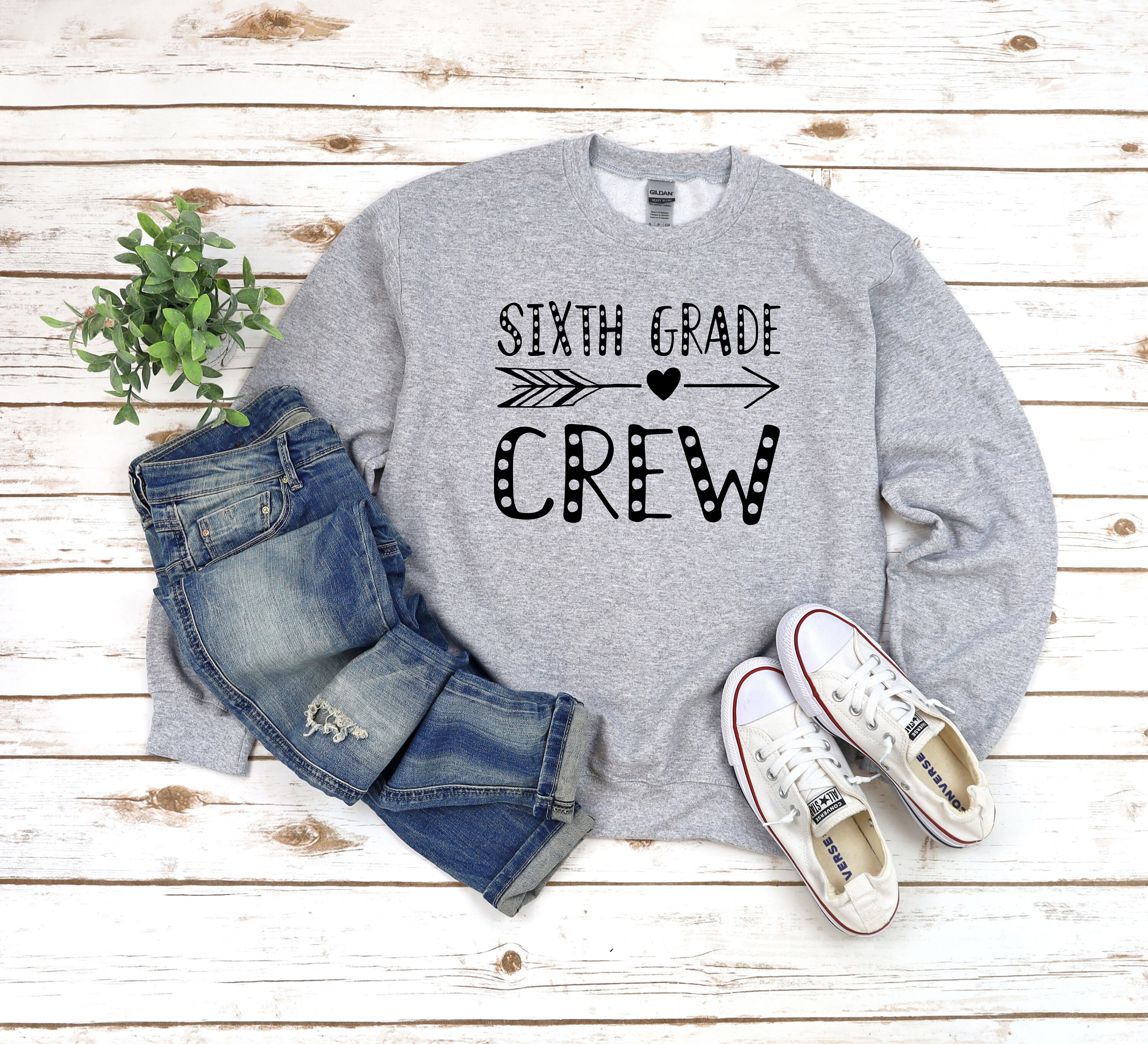 Sixth Grade Crew Heavy Blend Crewneck Sweatshirt, Teacher Sweater, School 6Th