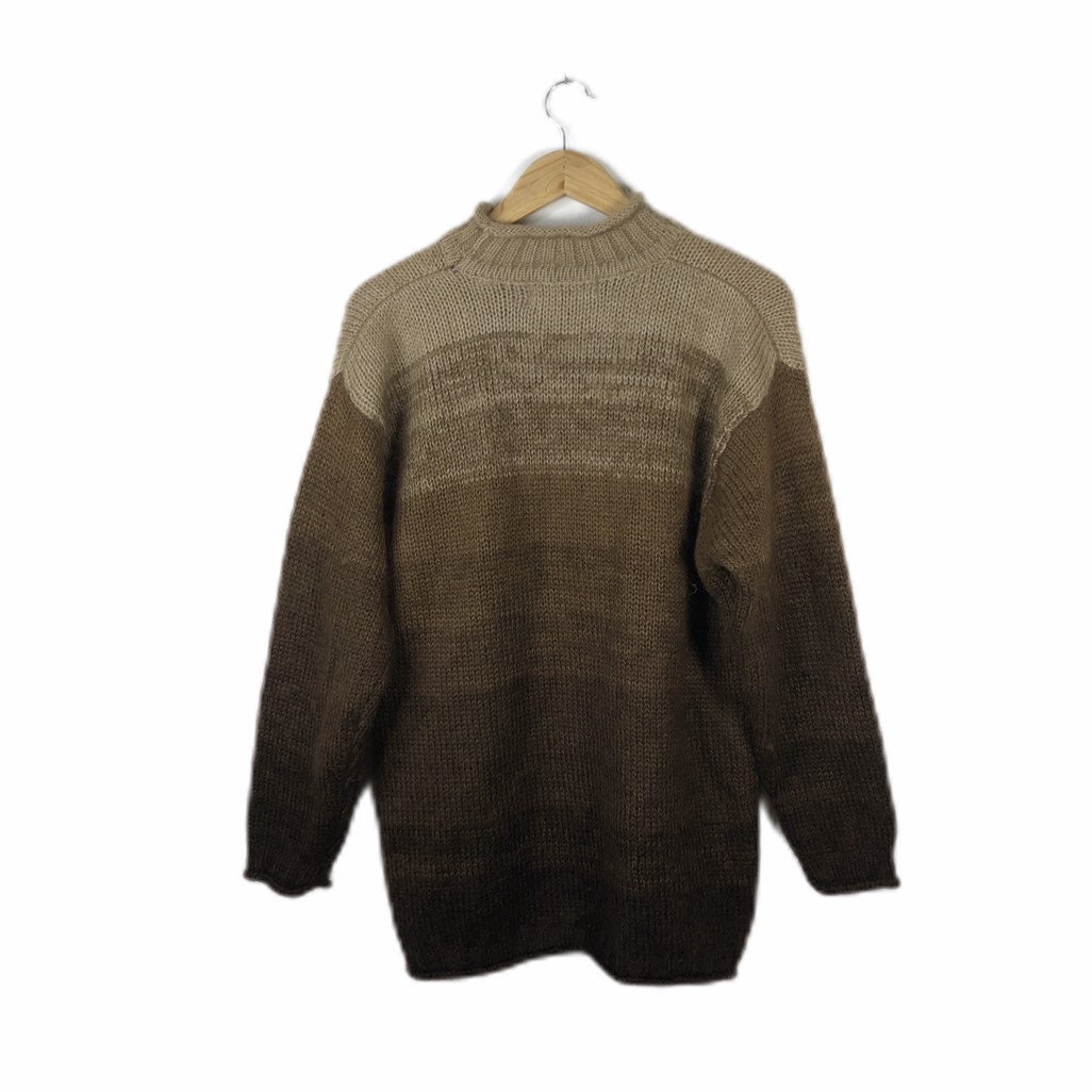 Vintage Brown Ombre Mohair Blend Oversized Long Sweater, 48 Bust