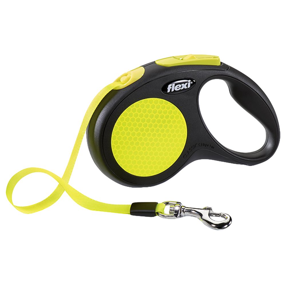 flexi Neon Reflect Dog Lead - Medium 5m - Medium Neon Tape Lead, for dogs up to 25kg