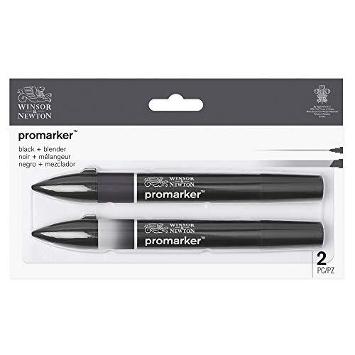 Winsor & Newton ProMarker, Black + Blender, Set of 2, 0290148