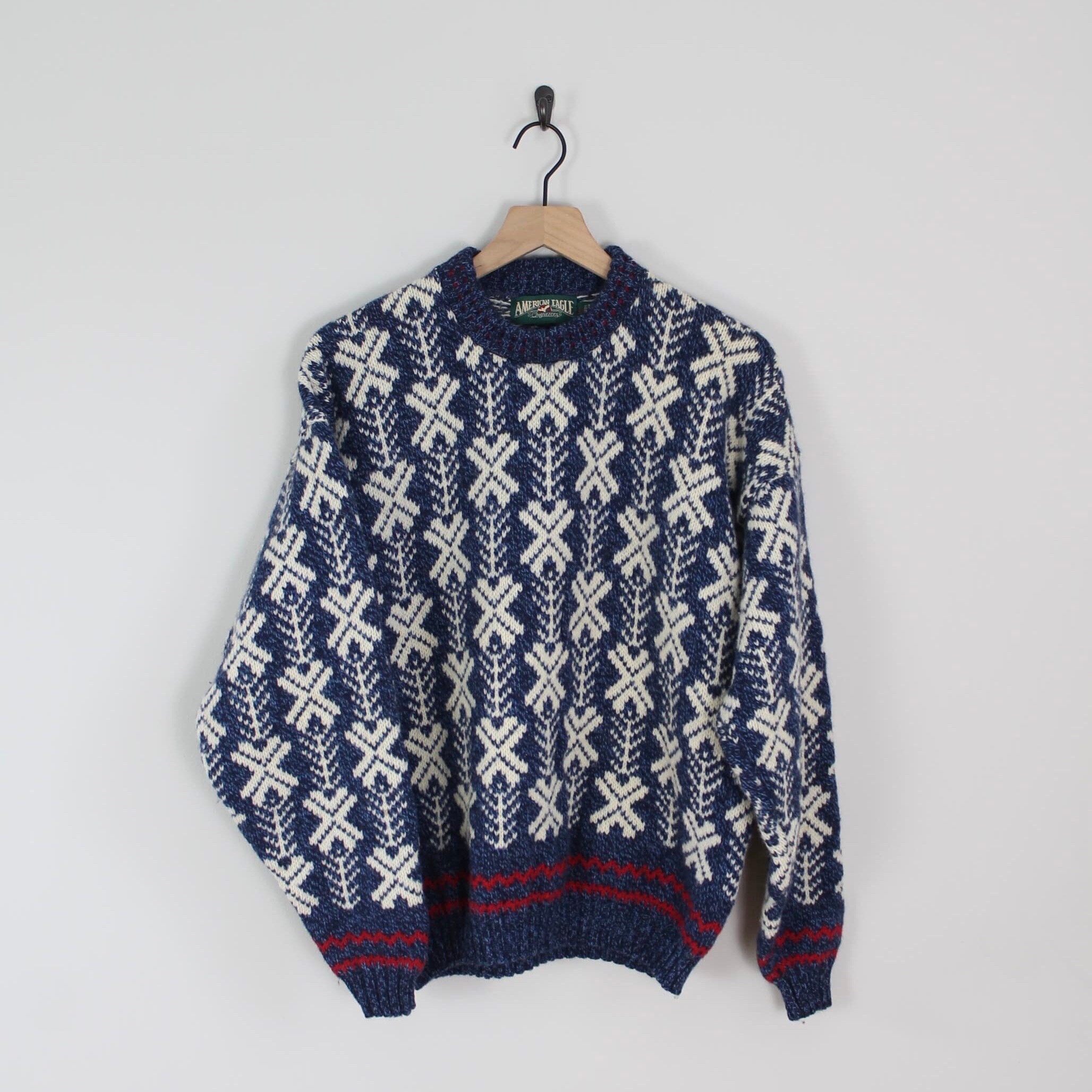 Vintage Blue Wool Blend Sweater, Size Large, Grandpa American Eagle