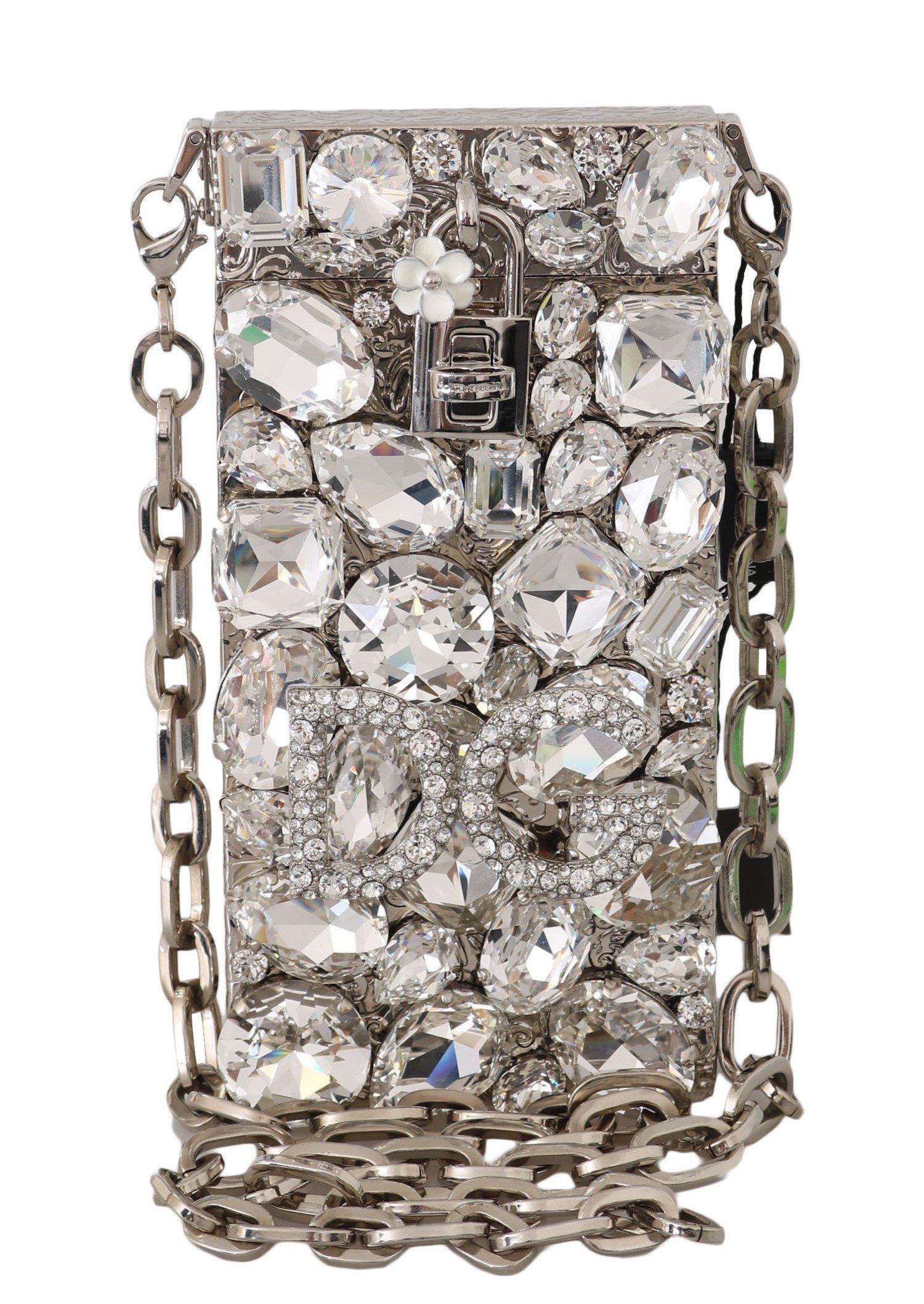 Dolce & Gabbana Women's Crystal Brass Crystal Crossbody Bag Silver VA1140