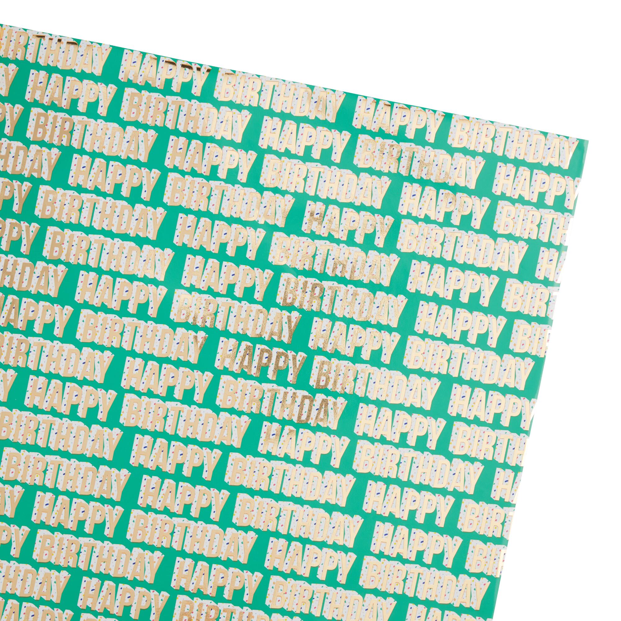 Turquoise and Gold Terrazzo Birthday Wrapping Paper Roll by World Market
