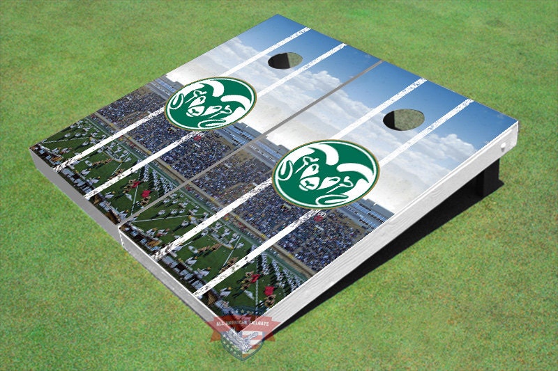 Corn Hole Ncaa Colorado State University Rams Logo Stadium Long Strip Graphic Cornhole Boards