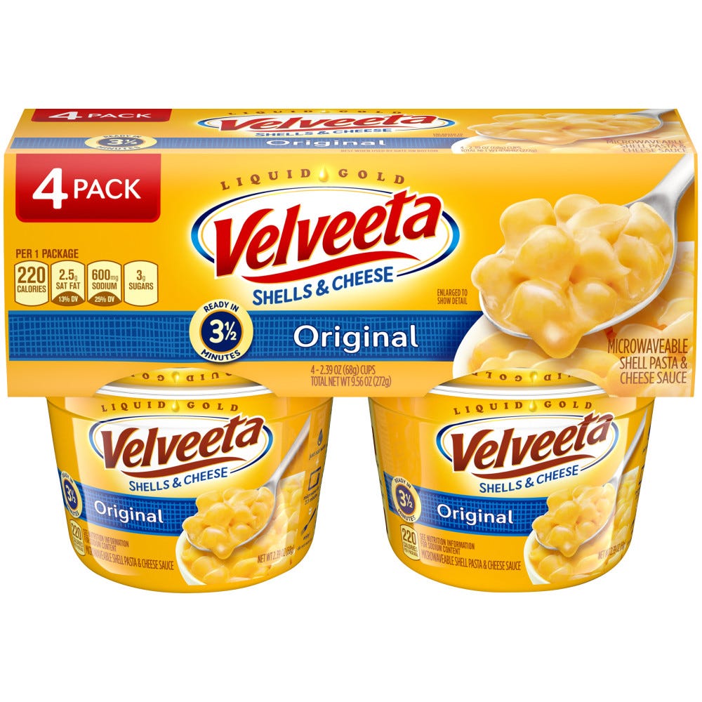 Velveeta Original Shells & Cheese Cups - 4 ct