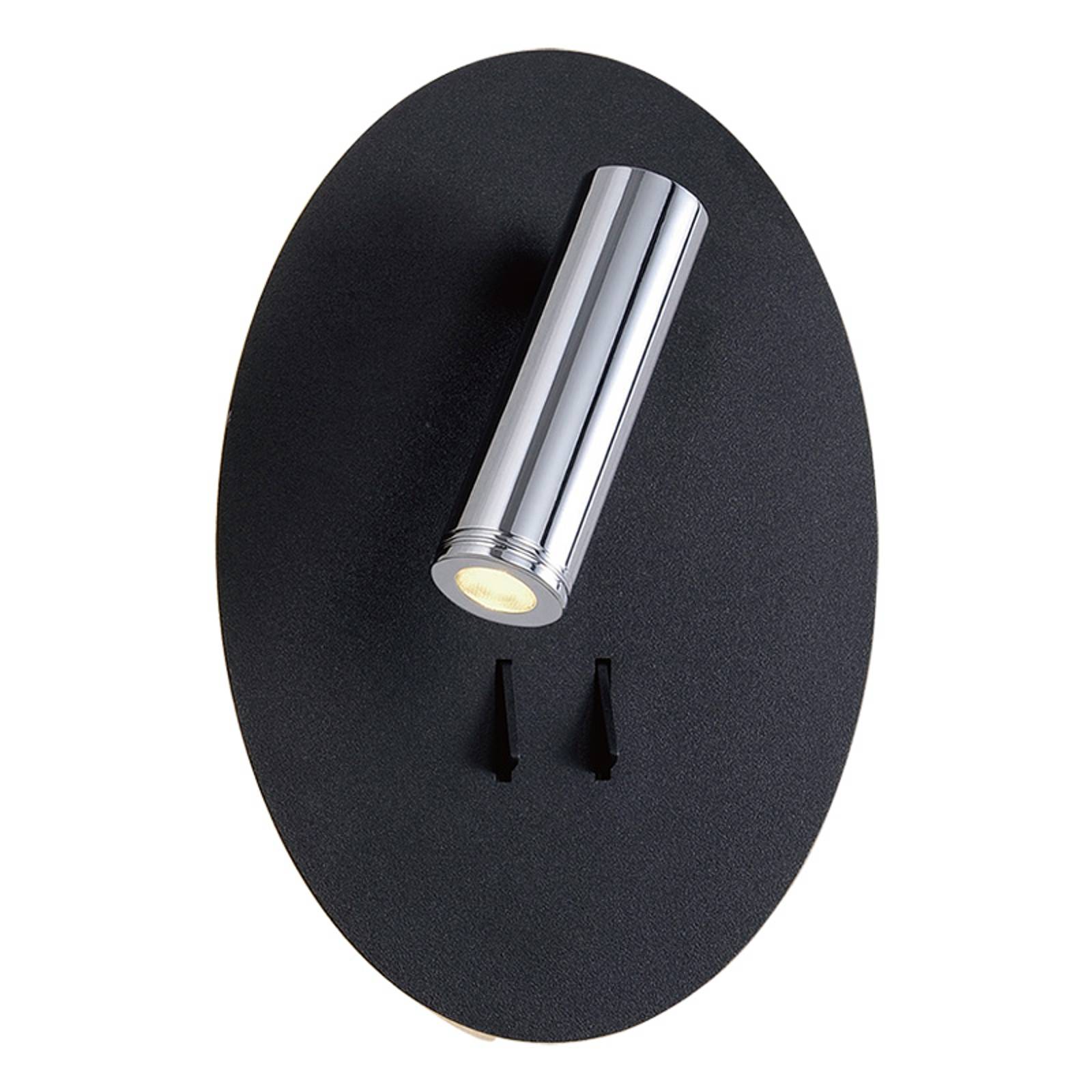 Lucande Kimo -LED-seinävalaisin, ovaali, musta