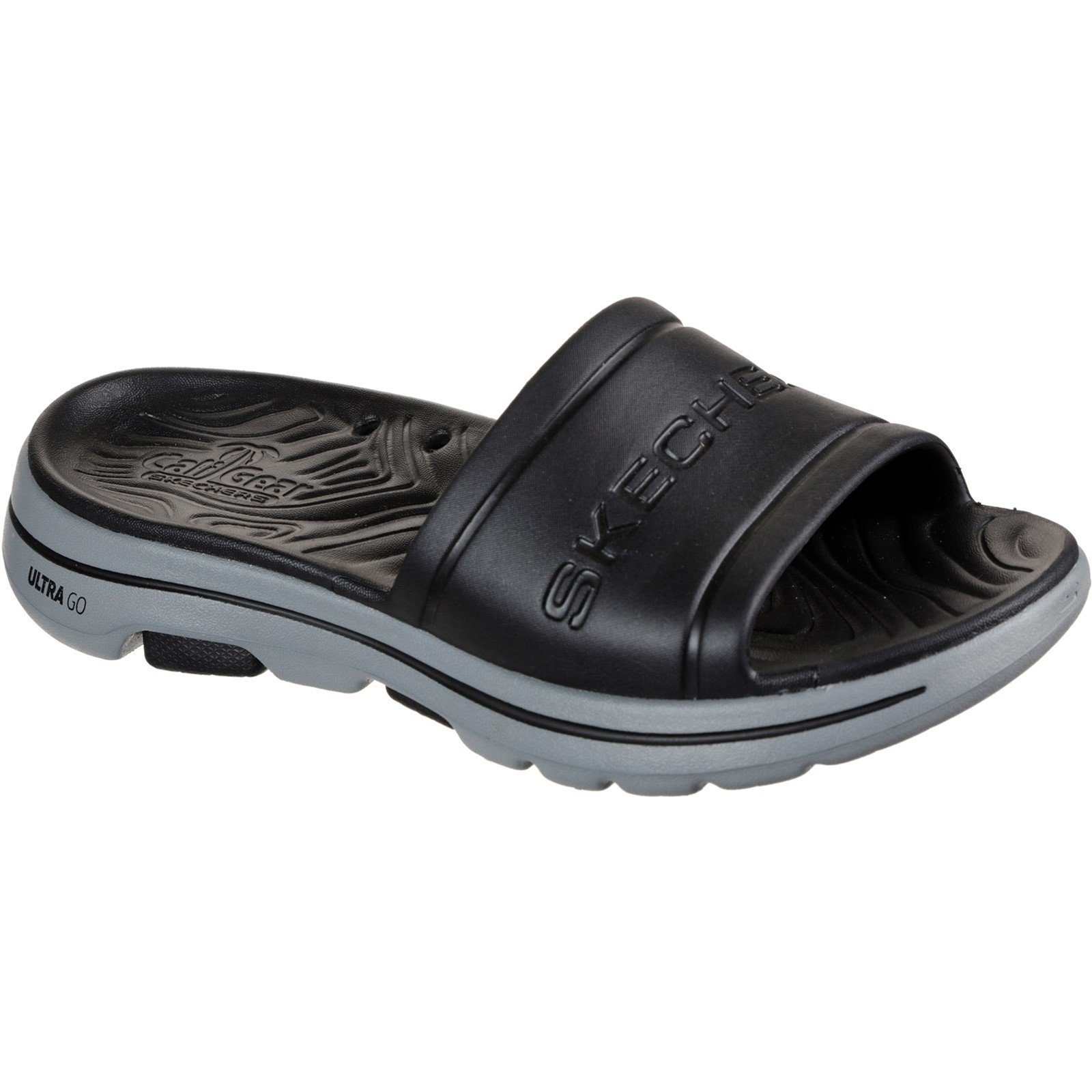 Skechers Men's Go Walk 5 Surfs Out Summer Sandal Various Colours 32207 - Black/Grey 8