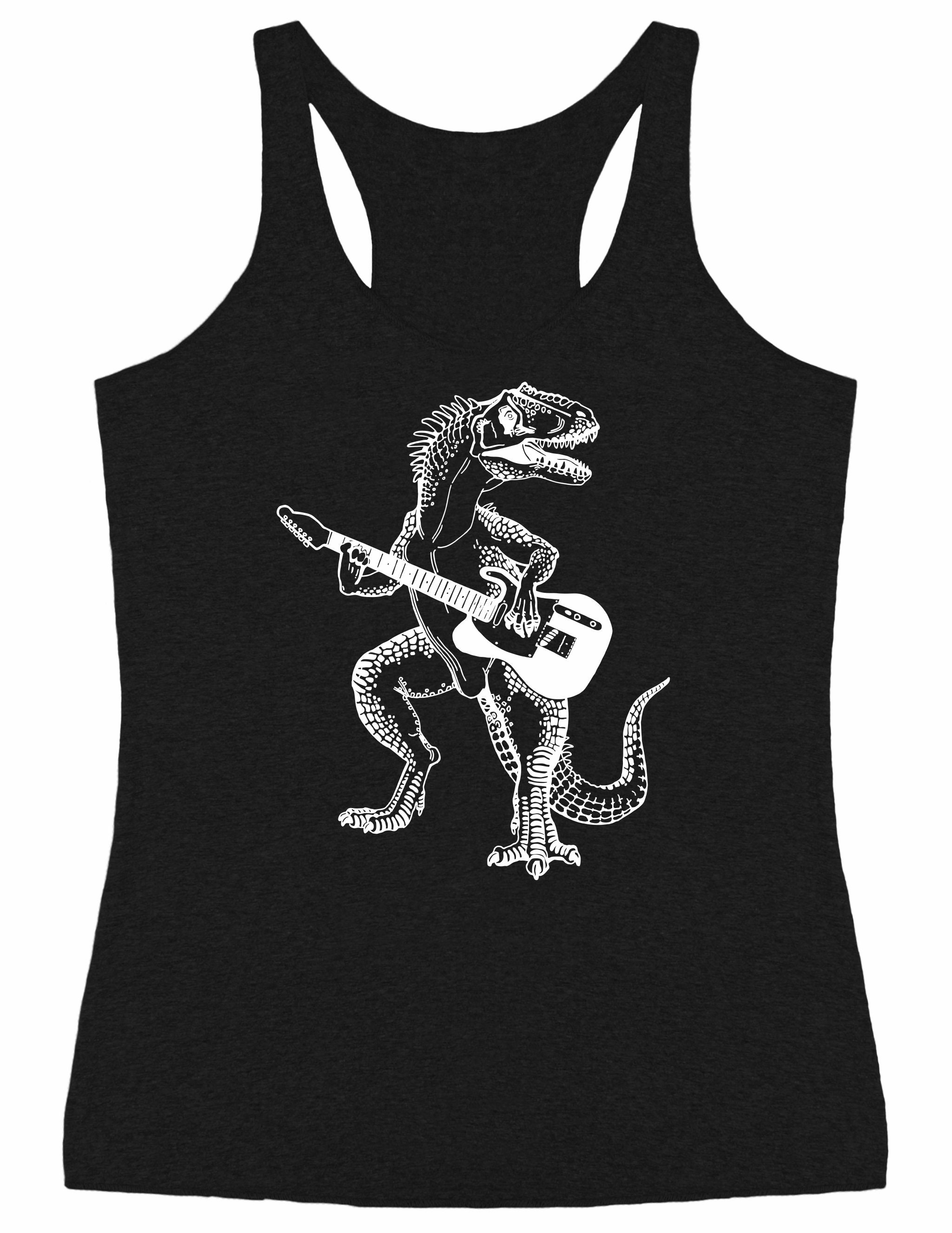 Dinosaur Playing Guitar Women's Tr-Blend Tank Top Gift For Her, Girlfriend Birthday, Musician Wife Gift, Music Gifts Mom Seembo