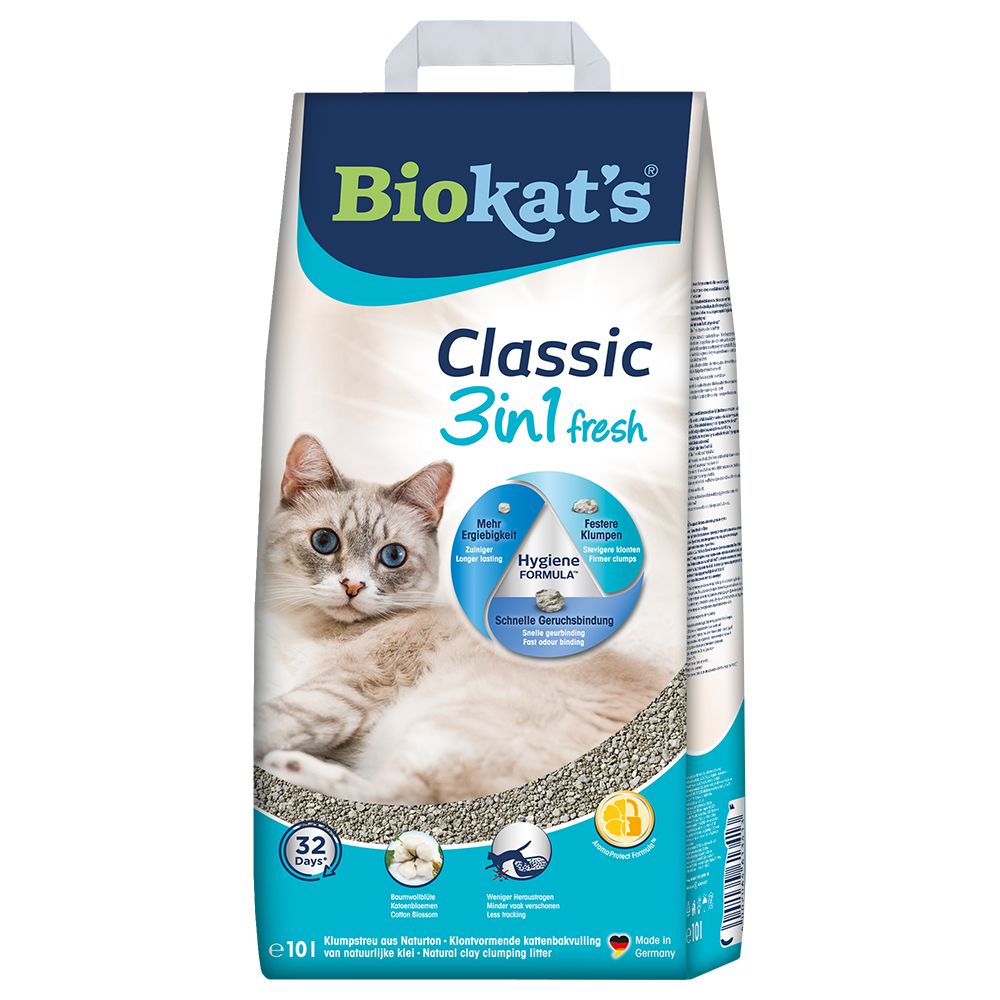 Biokat's Classic Fresh 3in1 Cat Litter - Cotton Blossom Scent - Economy Pack: 2 x 10l