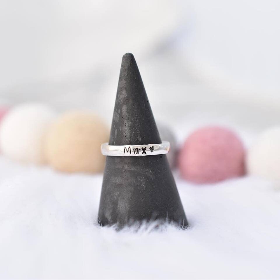 Personalized Stacking Ring - Mom Hand Stamped Jewelry Name Wedding Custom