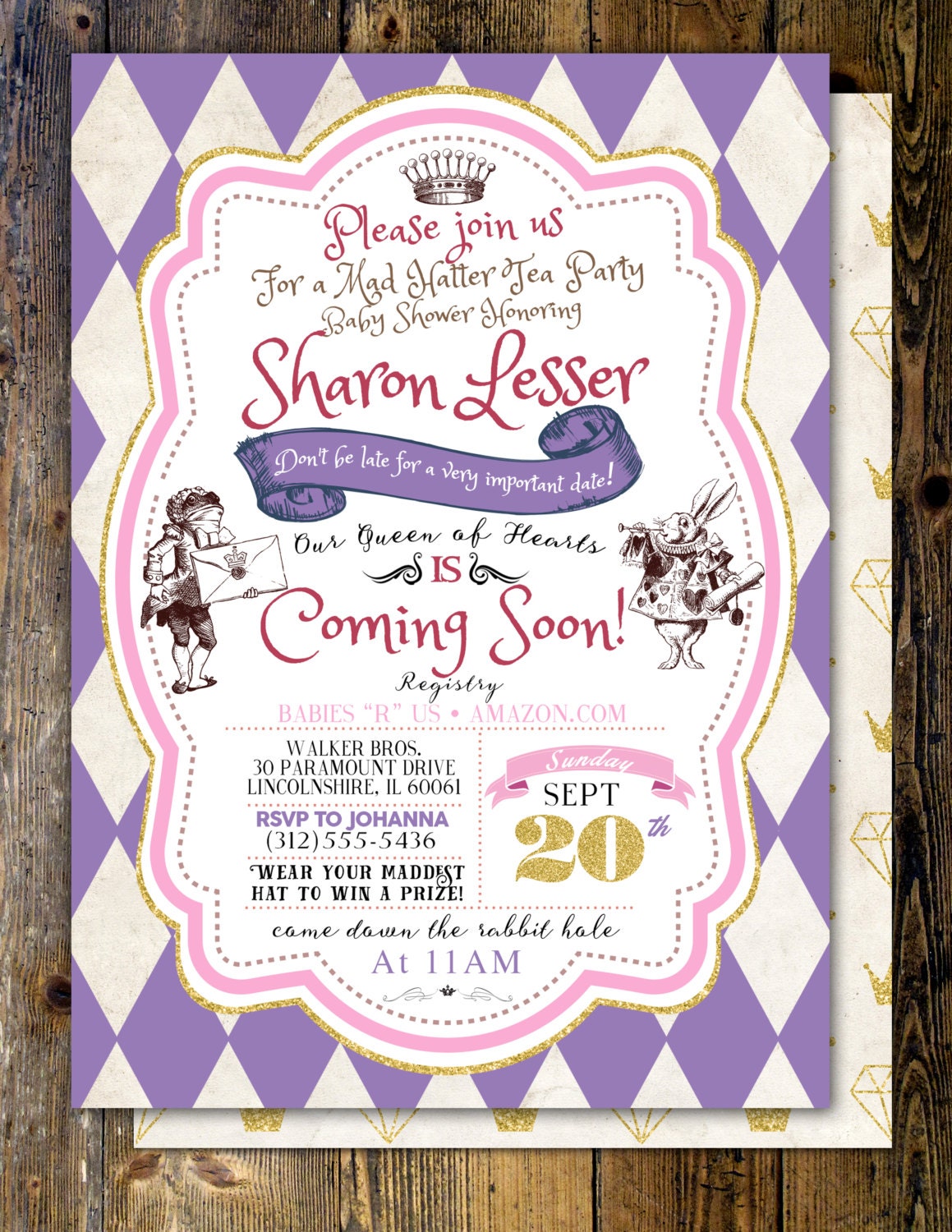 Mad Hatter Tea Party, Alice in Wonderland Invitation/First Birthday Printable For Or Wedding Coed Baby Shower
