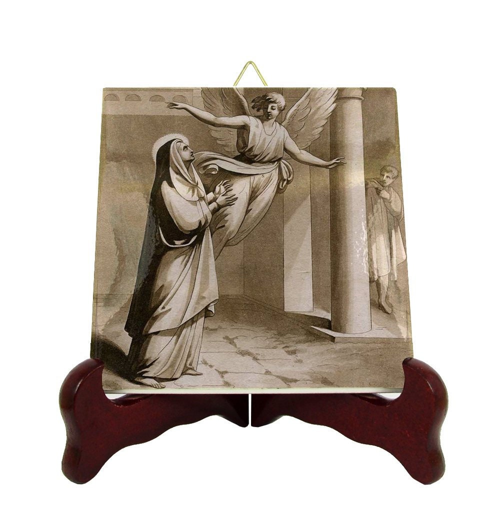 Saint Ermelinda - Catholic Saints Serie Icon On Ceramic Tile St Linda Art