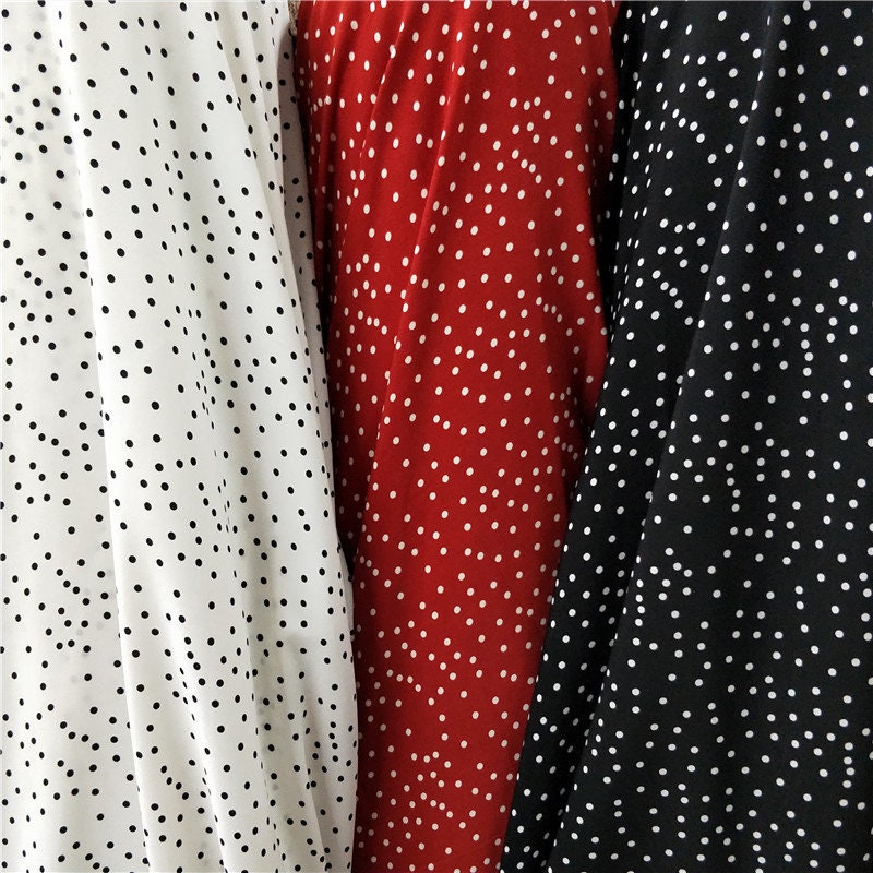 New Arrival 3 Colors Vintage White Small Polka Dots Smooth Red Black Polyester Fabric By Yard Dress Skirt Blouse
