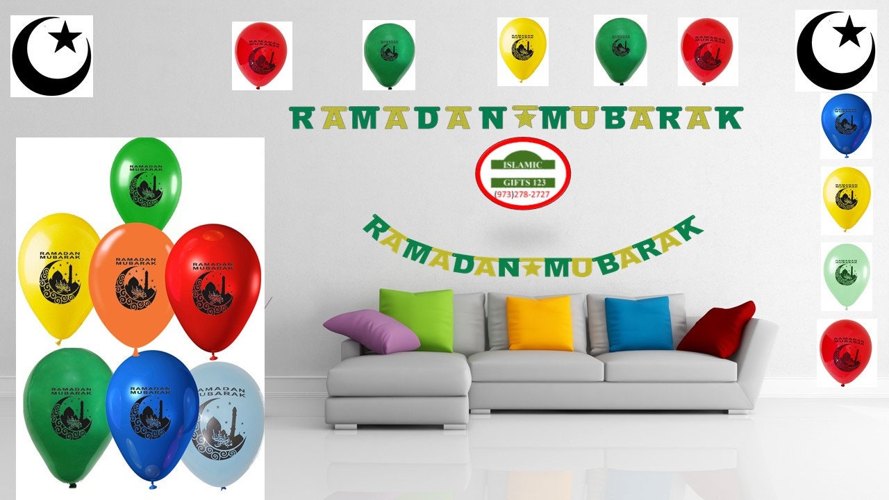 Ramadan Banner Balloonsramadan Decor(21Pcs Free Fast Deliverymuslim Gifts Favors Quran Allah Islamic Eid Decoration