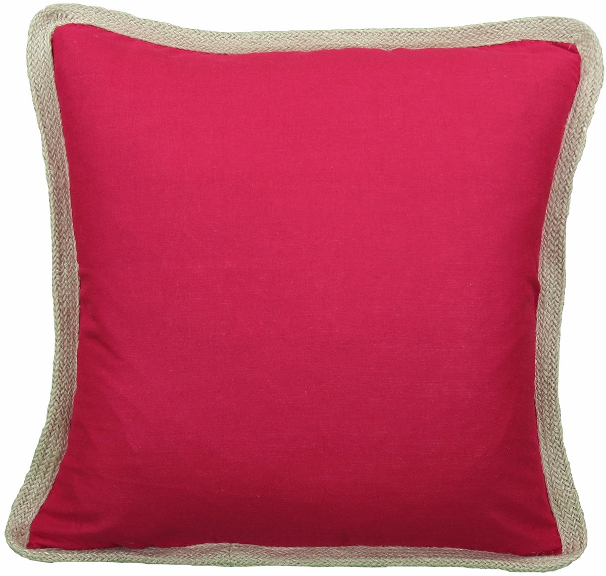 MANOR LUXE Classic Jute Trim20-in x 20-in Red Cotton Blend Indoor Decorative Pillow | ML1113082020REDFEATH