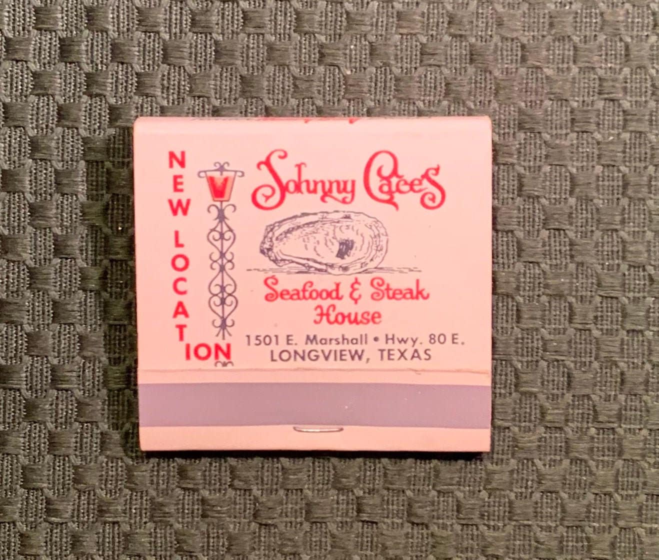 Vintage Matchbook, Johnny Caces, Seafood, Restaurant, Longview, Texas, Front Strike, with All 28 Match Sticks, Free Ship in Usa