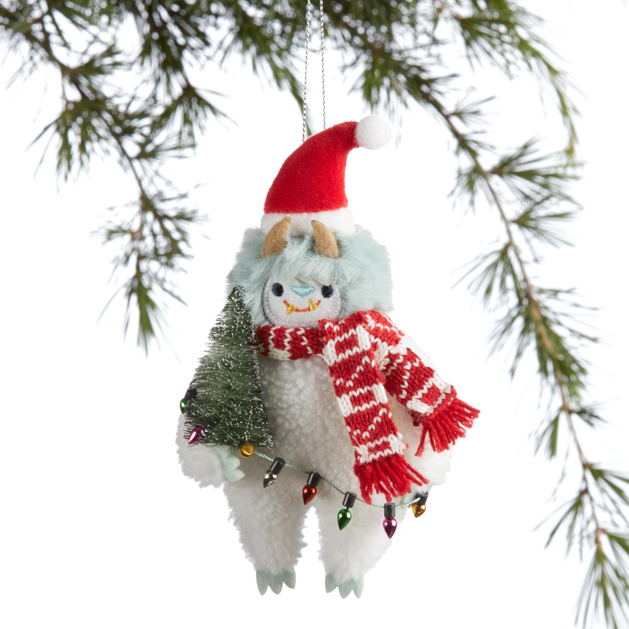 Fleece and Faux Fur Tree Trimming Yeti Ornament: Multi - Fabric by World Market