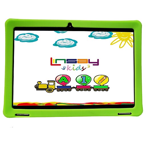 Linsay 10.1" Tablet with Case, WiFi, 2GB RAM, 32GB Storage (Android), Black/Green (F10IPKIDSG)