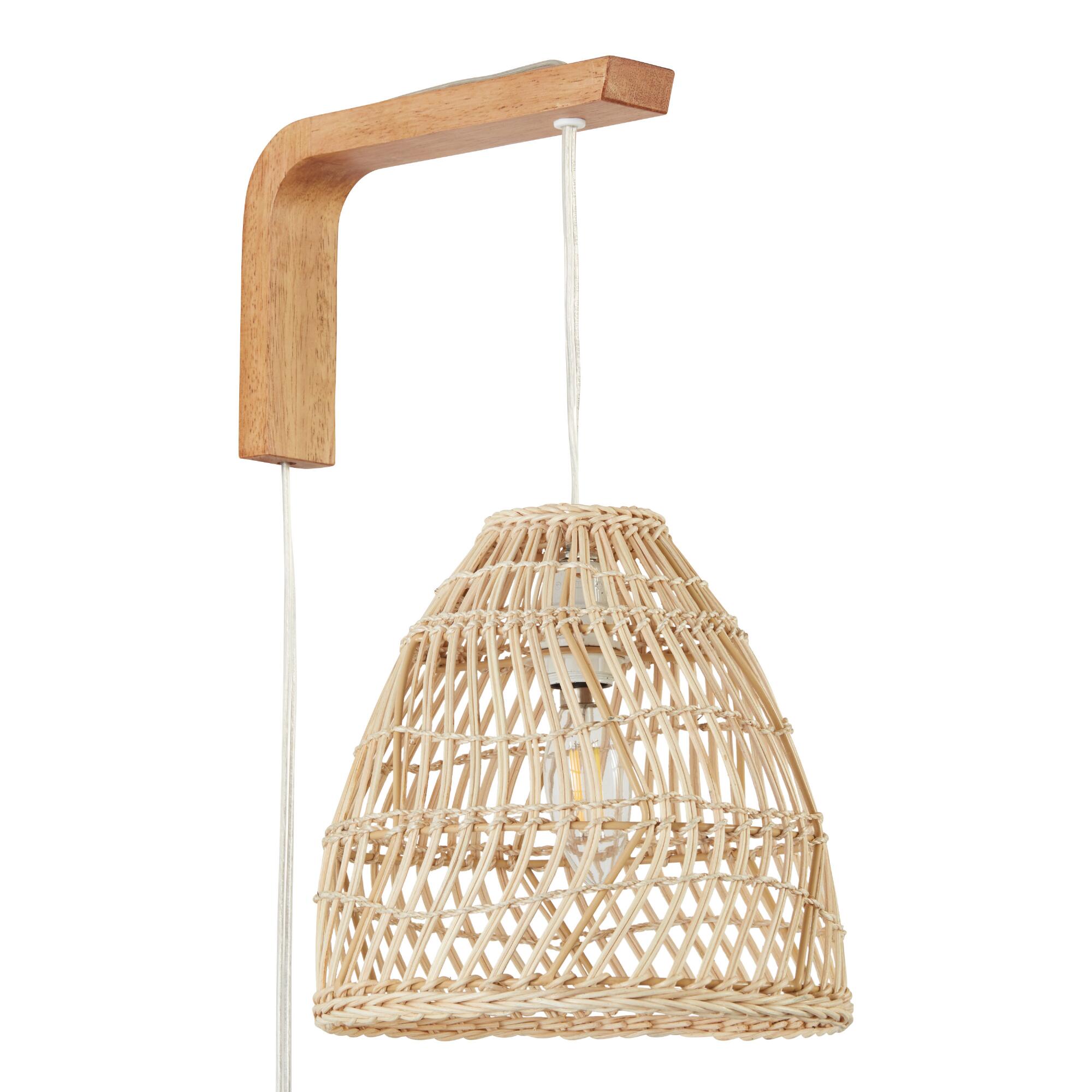 Natural Bamboo Open Weave Bell Wall Sconce - Small by World Market
