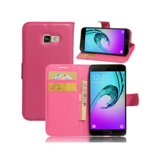 Samsung Galaxy A3 (2017) litchi läderfodral - Varm rosa