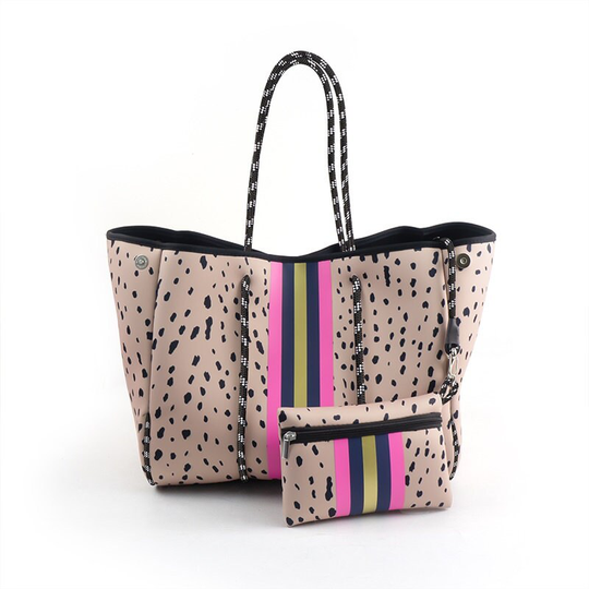 Buy Animal Print Neoprene Beach Bag With Small Zippered Purse
