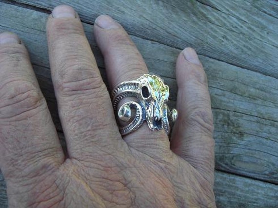 On Sale Large Ram Skull Ring Handmade in Sterling Silver 925