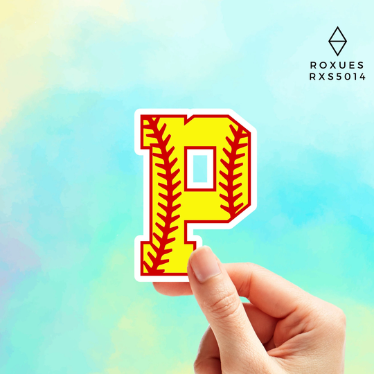 Buy Softball Letter P Sticker, Water Bottle Laptop Name Stickers