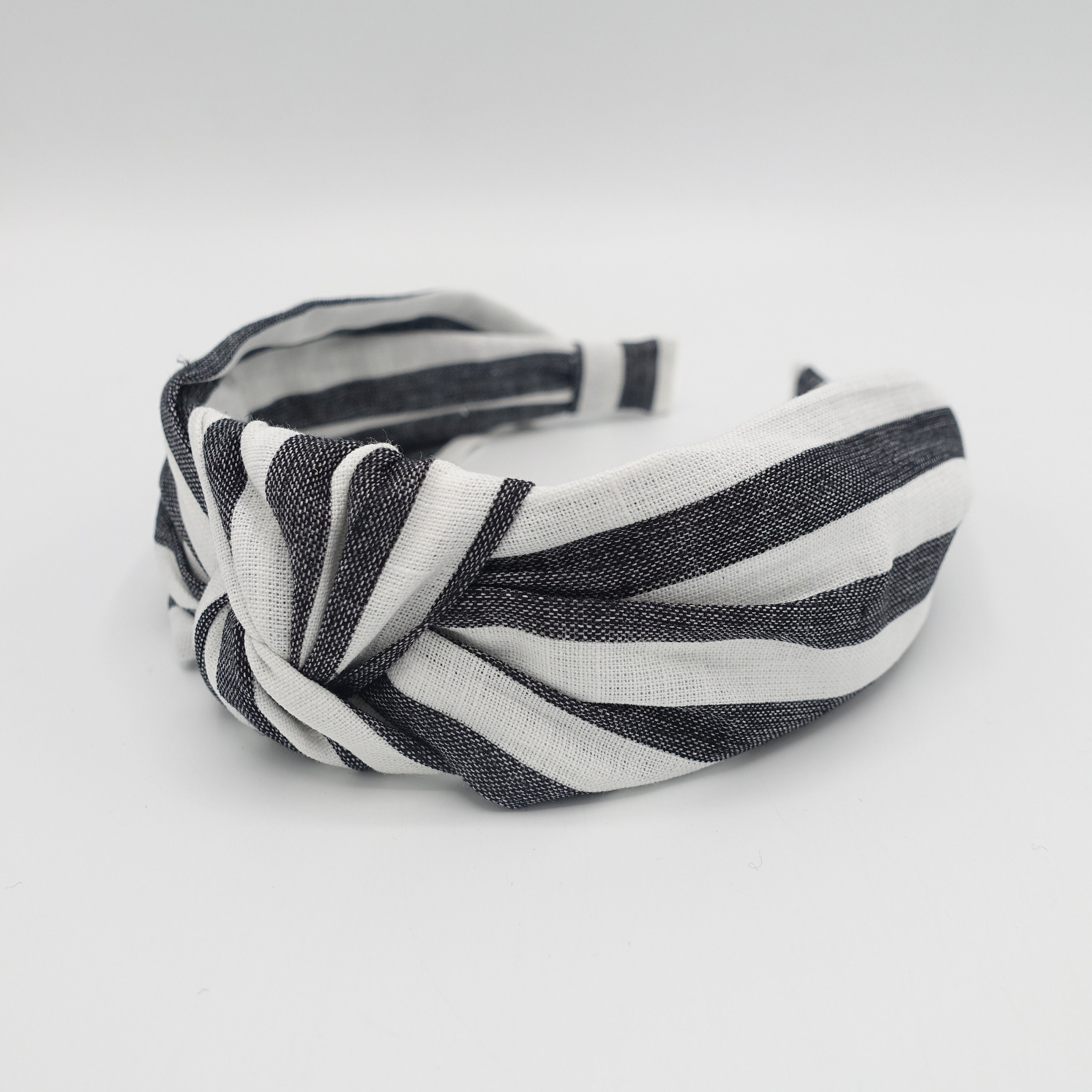 stripe Headband Linen Blend Knot Hairband For Women