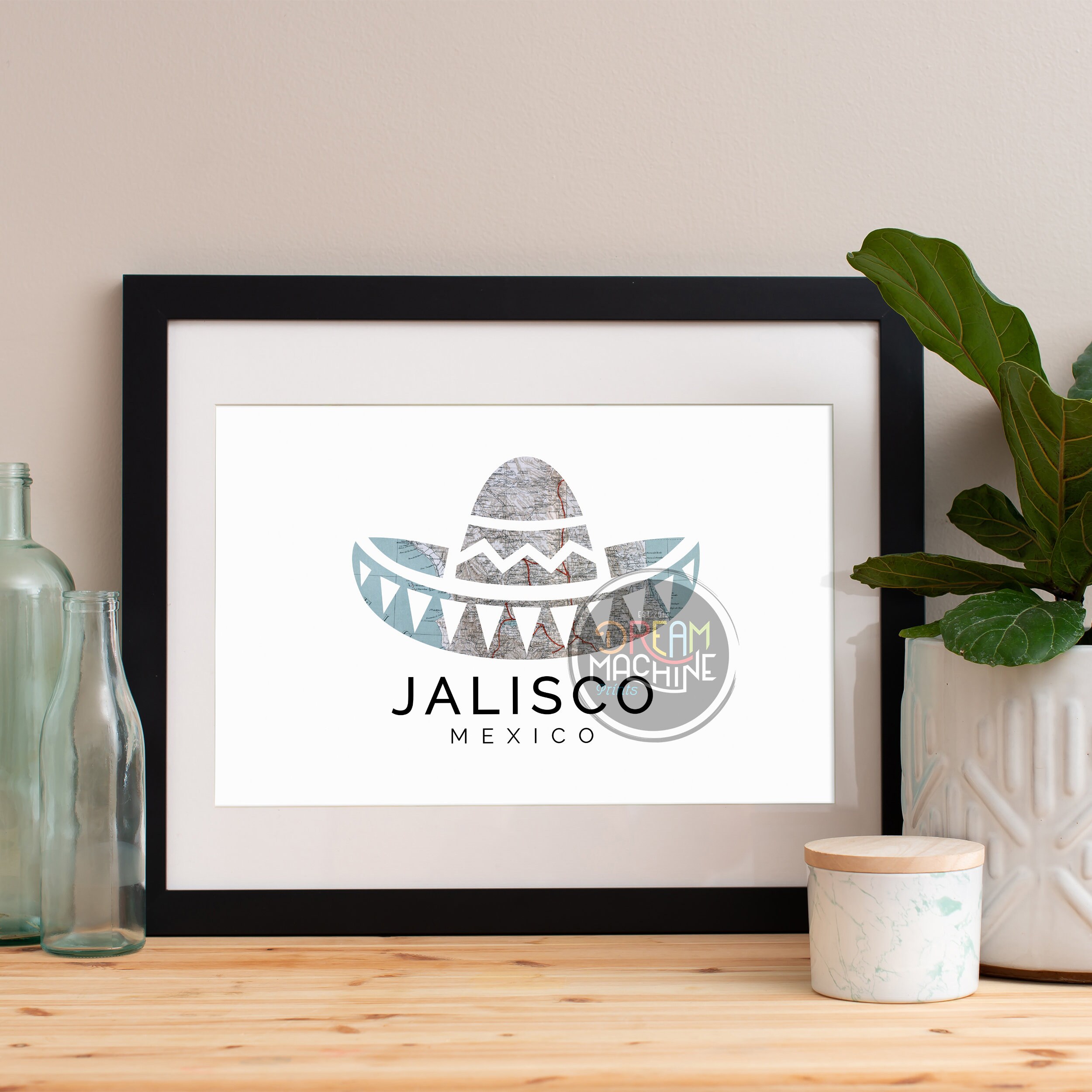 Jalisco Print, Skyline, Art, Poster, Watercolor, Art Map, Wall Mexico