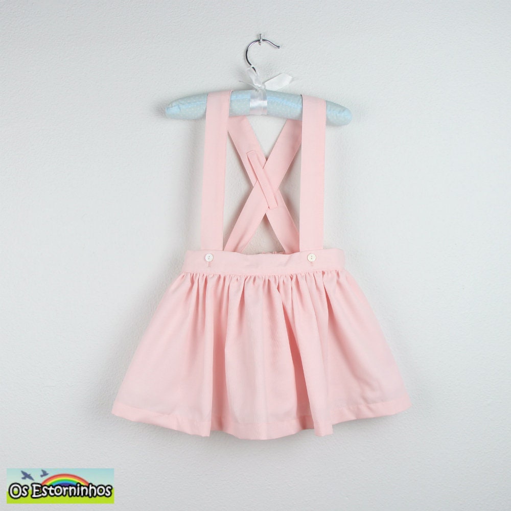 Girls Skirt - Cotton Blend With Suspenders Available in Various Colors
