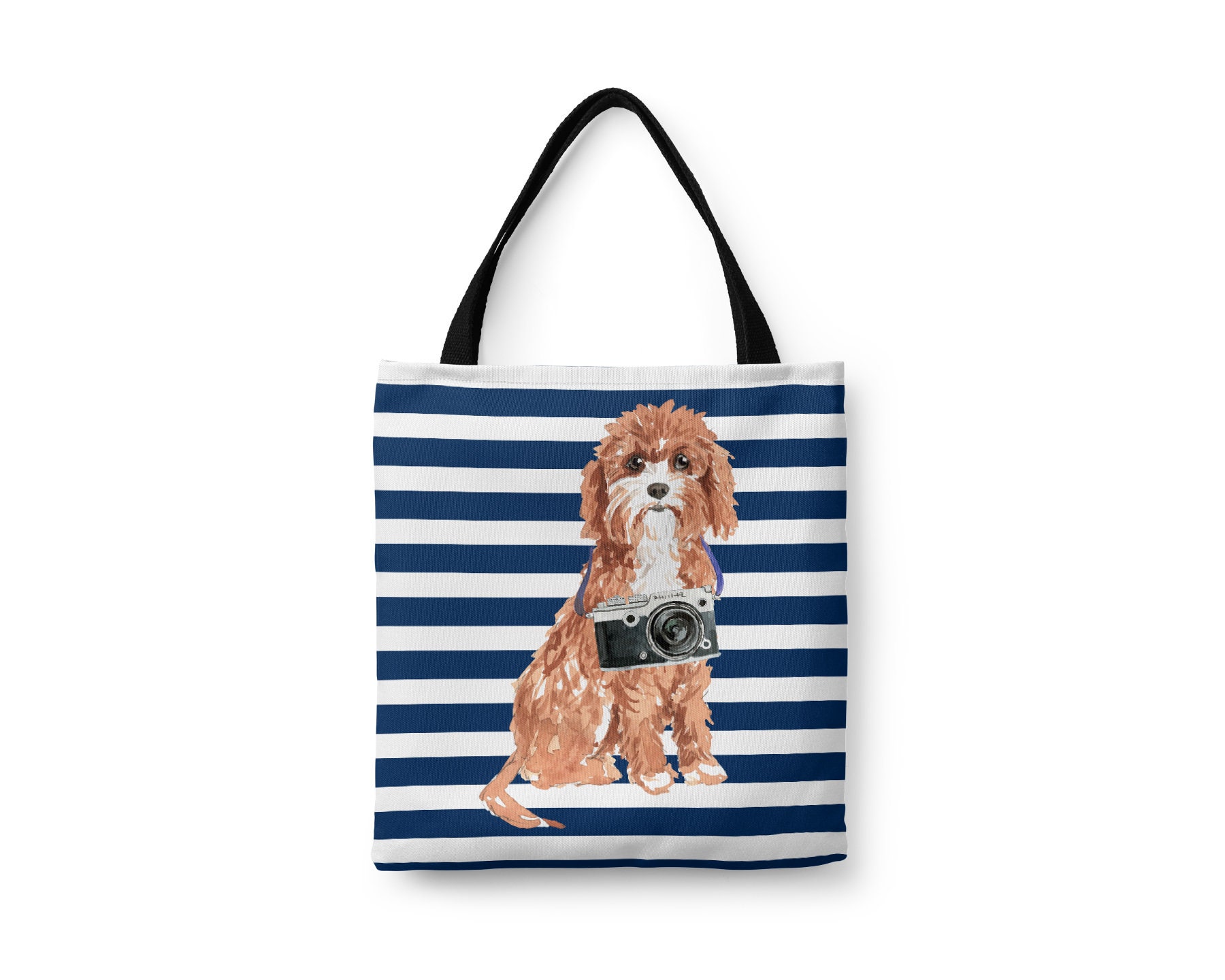 Cavapoo Dog Tote Bag - Illustrated Dogs & 6 Travel Inspired Styles. All Purpose For Work, Shopping, Life. Cavoodle, Cavoo Bag