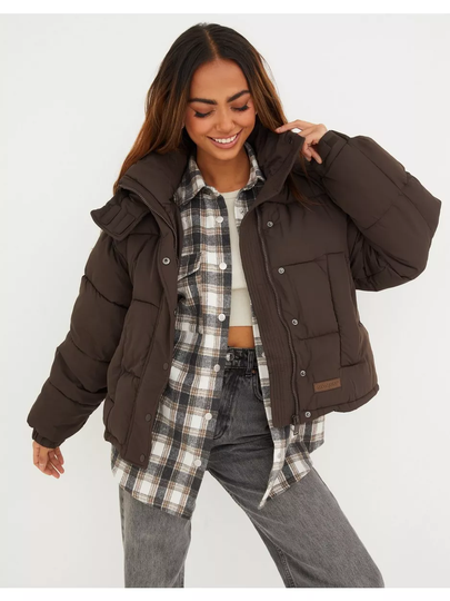 Osta Sixth June Short Puffer Jacket W/ Hood Brown Netistä