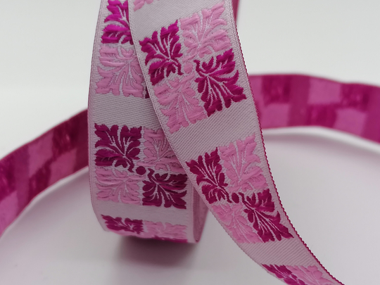 Buy 25 Mm Powder/Pink Square Jacquard Ribbon | 0, 98 Inch, Geometric ...
