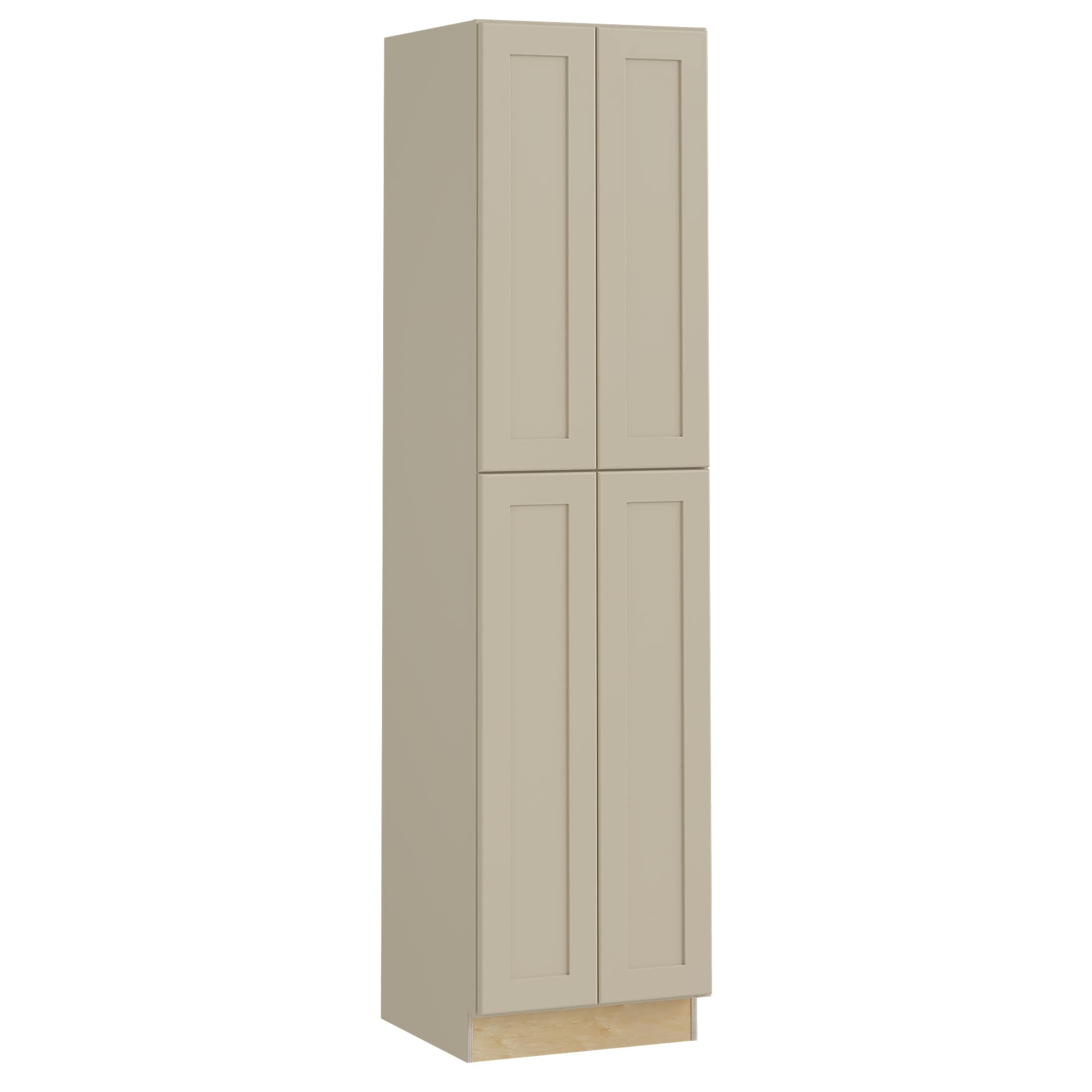 Luxxe Cabinetry 24-in W x 96-in H x 24-in D Norfolk Blended Cream Painted Door Pantry Fully Assembled Semi-custom Cabinet in Off-White | U242496-NBC