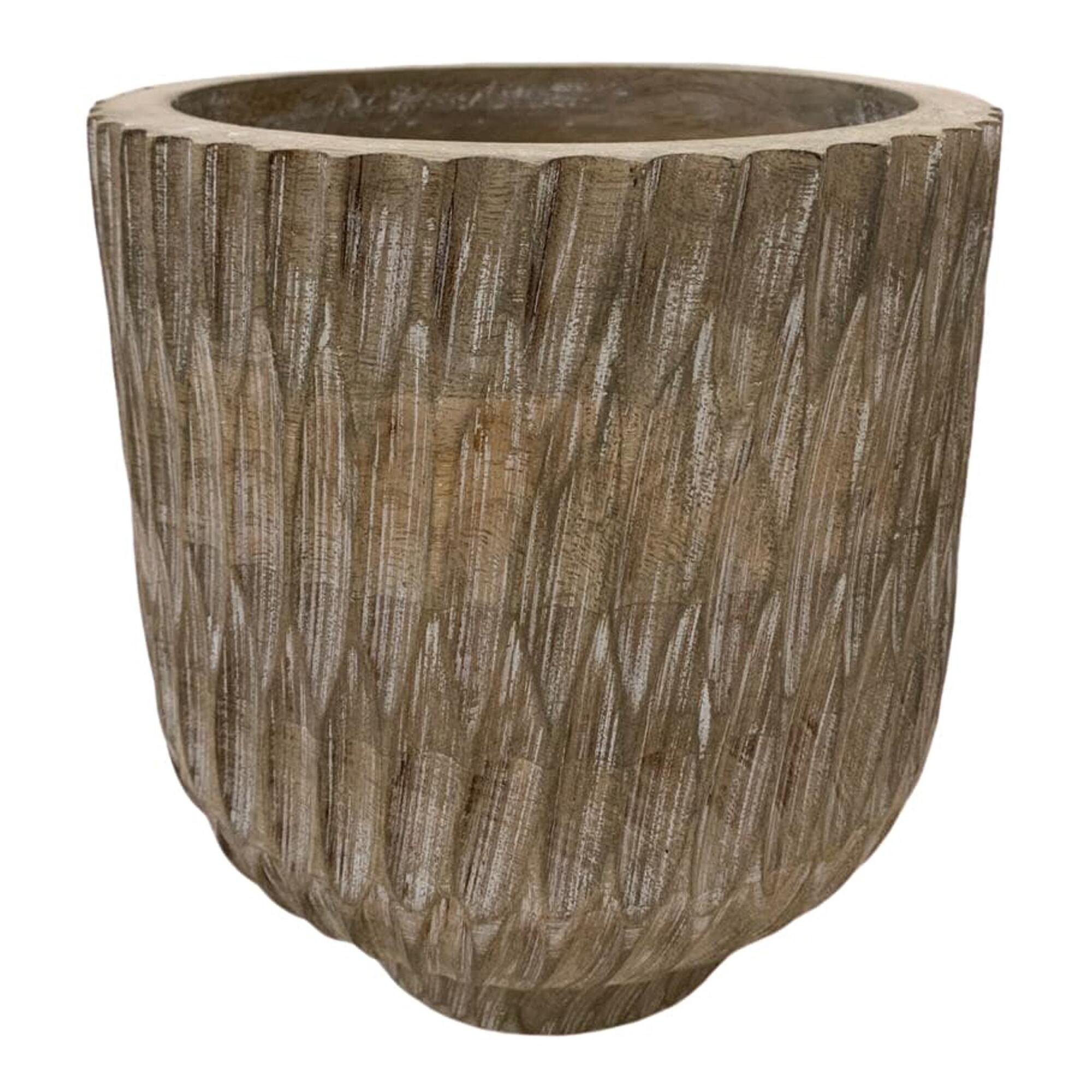 Natural Carved Wood Planter by World Market
