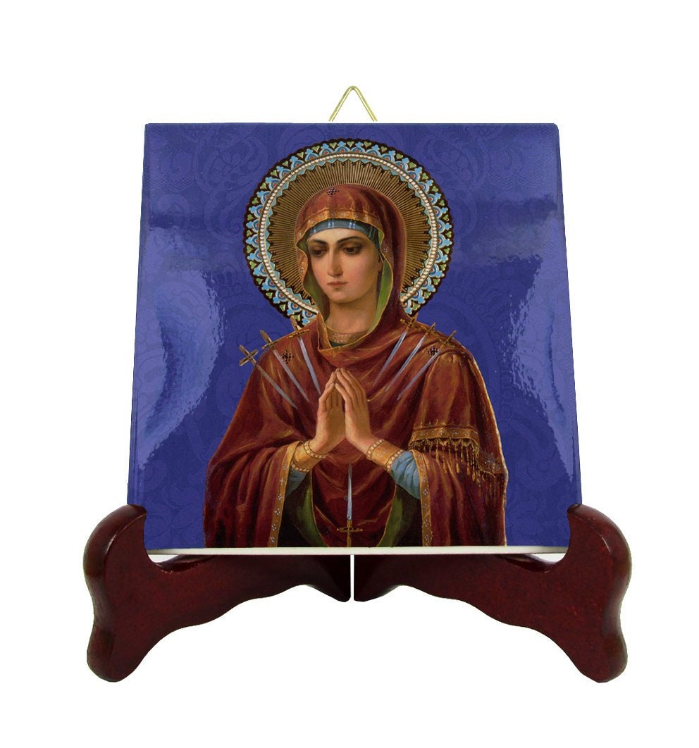 Virgin Mary Icon On Tile - Mother Of God Softener Evil Hearts Handmade Two Sizes Religious Icons Orthodox Russian