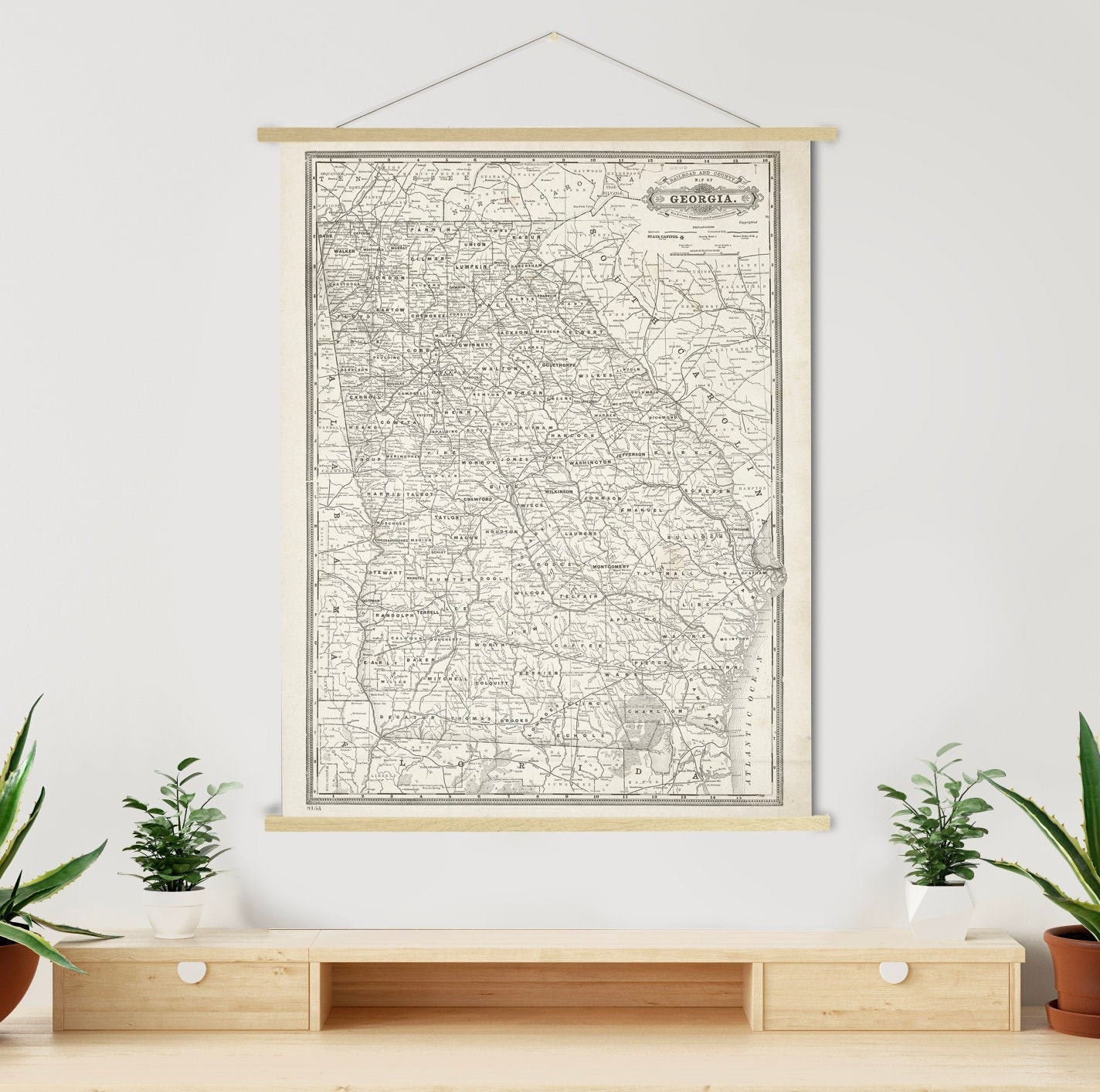 Georgia Antique State Map Print | Canvas Art Printed Marketplace