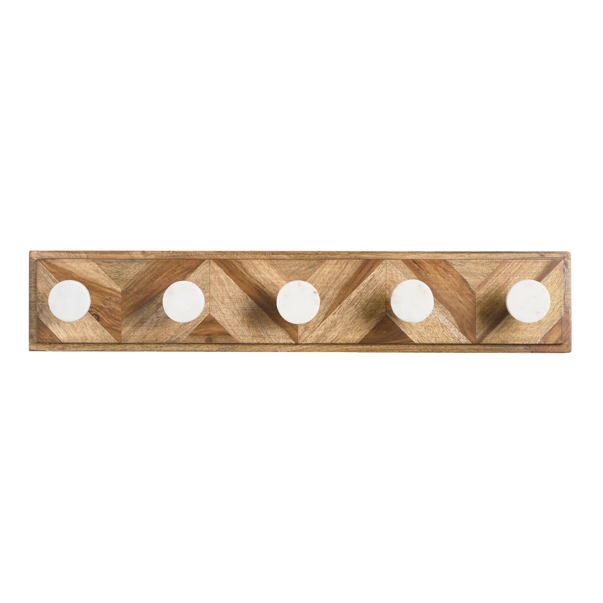 Chevron Wood And Marble Wall Rack: Brown by World Market