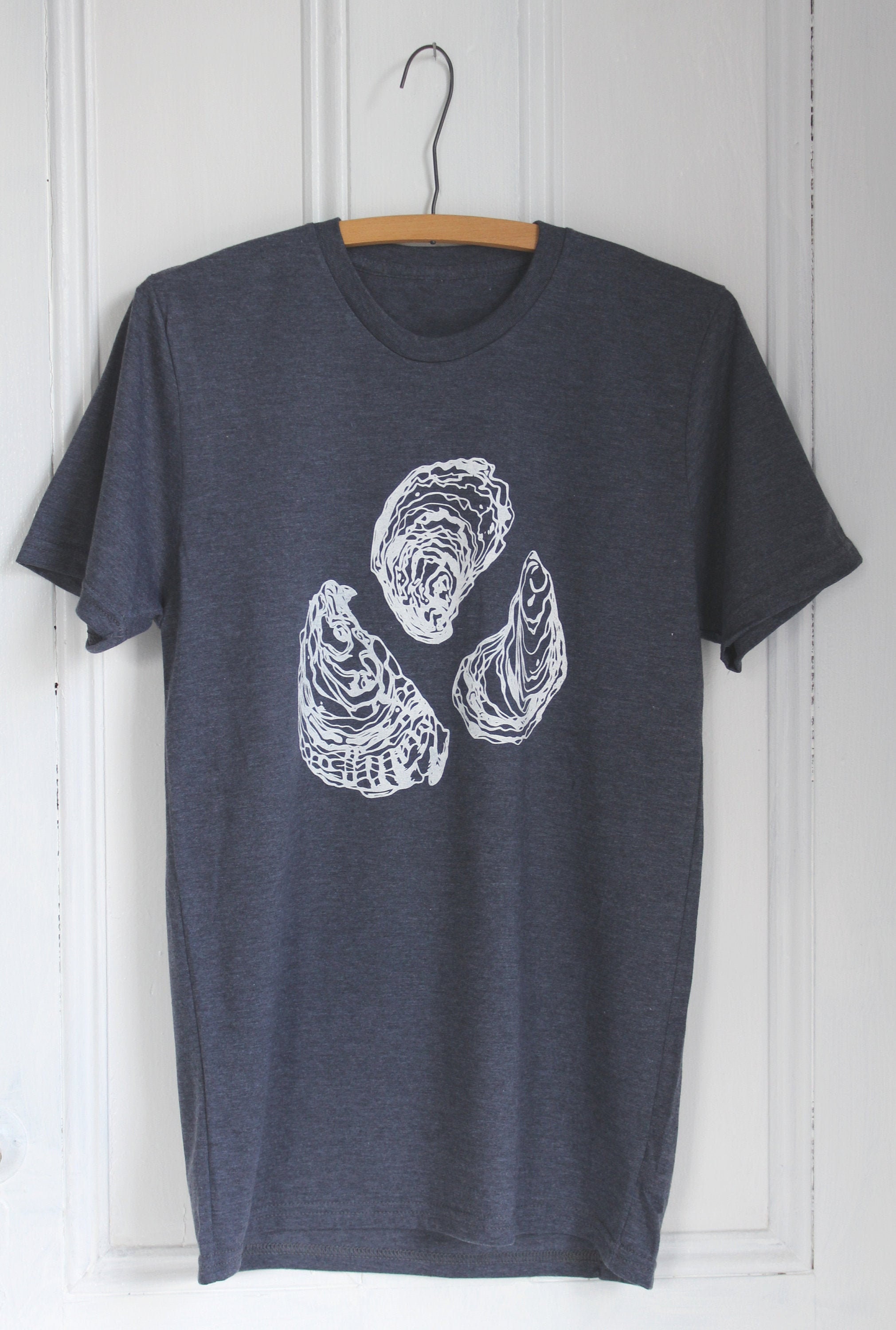 Mens Oyster T Shirt - Organic Tri-Blend Hand Screen Print Men's T-Shirts Graphic T-Shirt Slow Fashion Eco