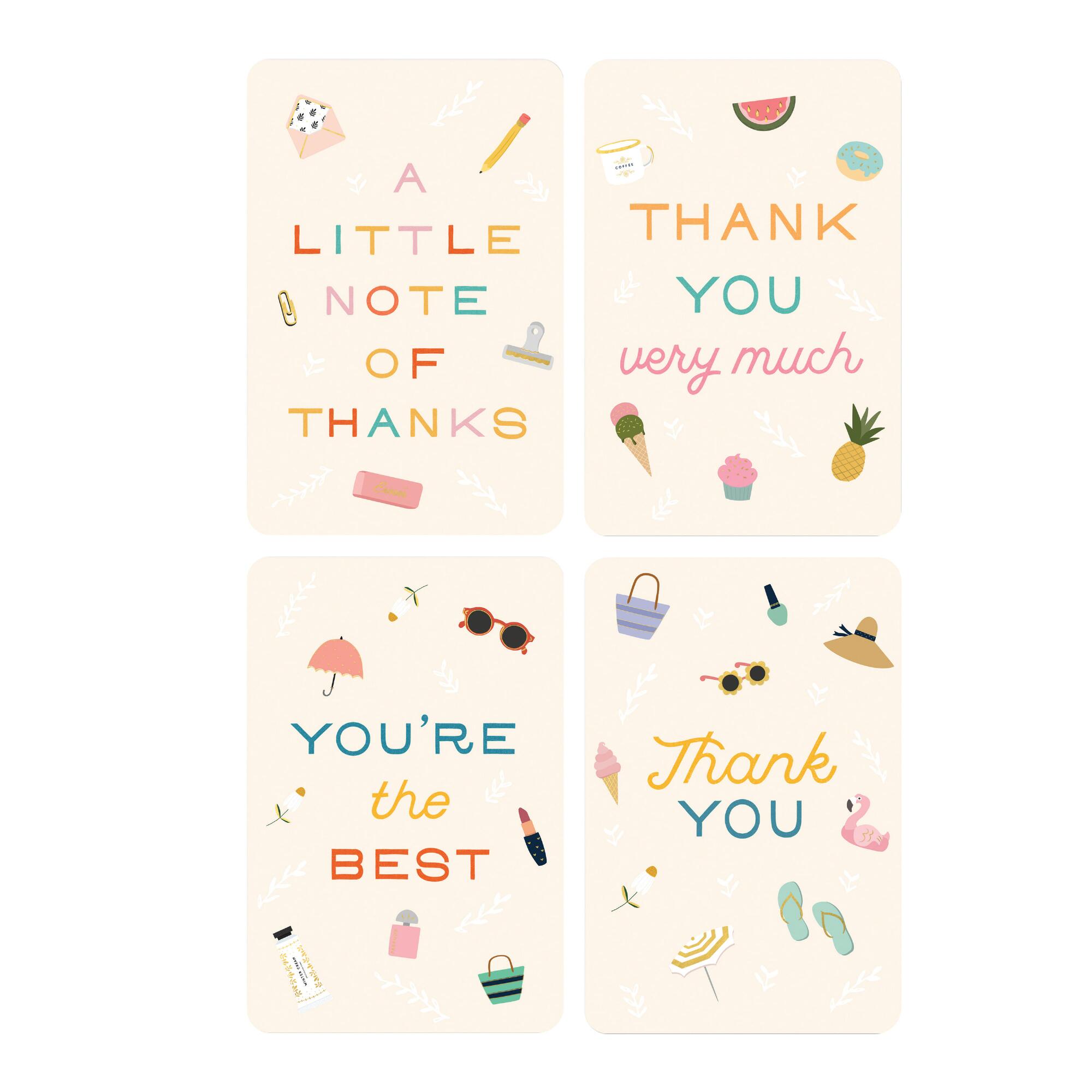 Little Note of Thanks Notecards 12 Count: Multi - Paper by World Market