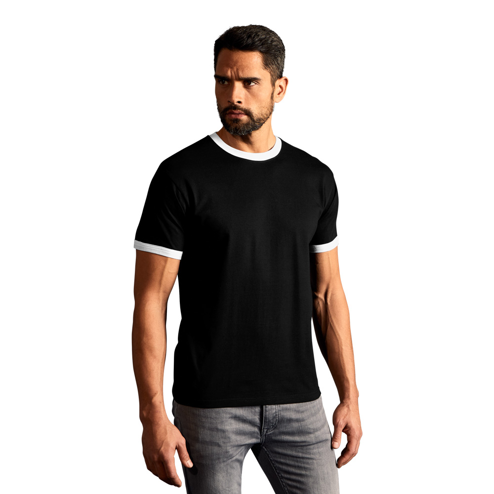 Kontrast T-Shirt Herren, Schwarz-Weiß, XXL