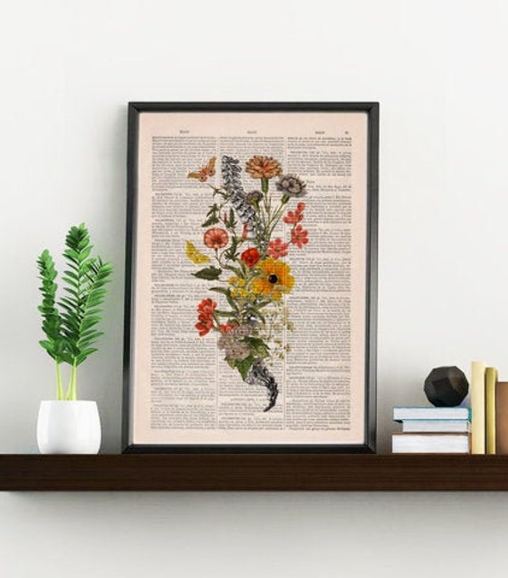 Moths & The Spine Flower Art - Anatomy Illustration Chiropractor Gift Poster Anatomical Wall Print Ska260